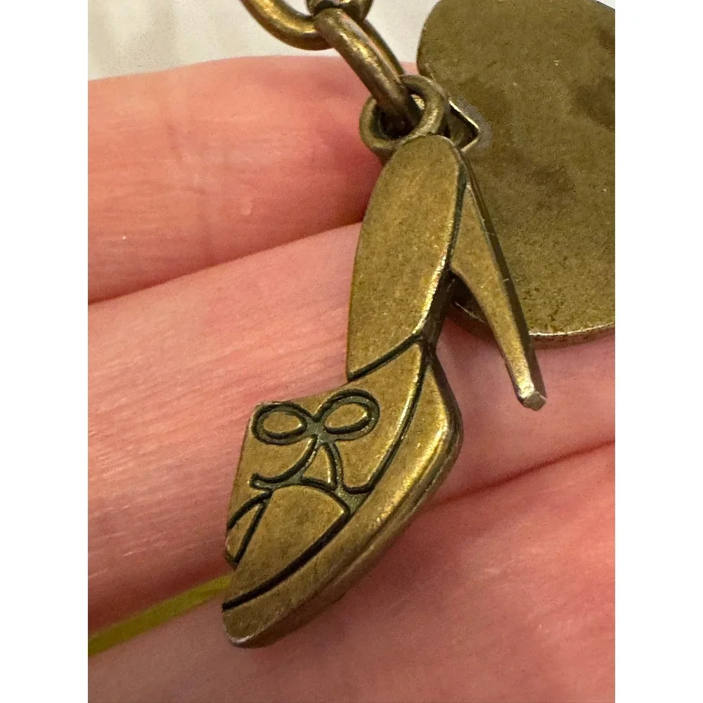 Nine West Brass Keychain Heart High Heel Handbag Charms Vintage Style 4 Inch